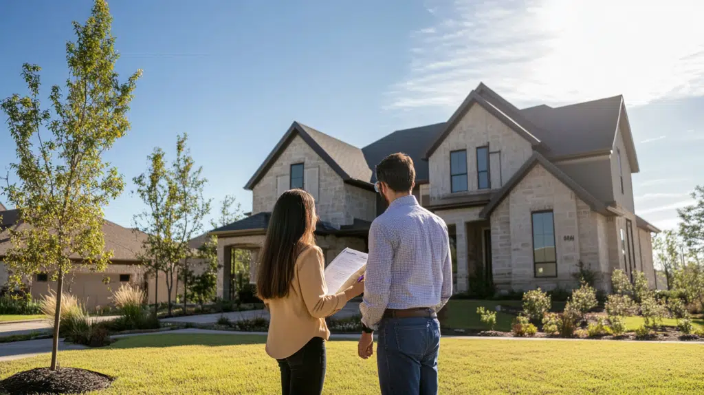 Home inspector discussing findings with a first-time buyer in Argyle, Texas, ensuring informed decisions during the home-buying process.