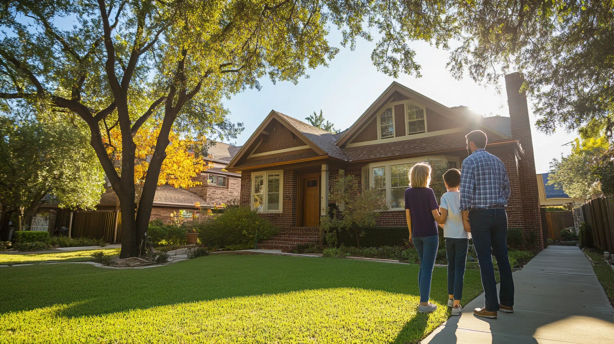 Family viewing a charming Dallas home with their real estate agent, highlighting personalized service and family-centered home buying.