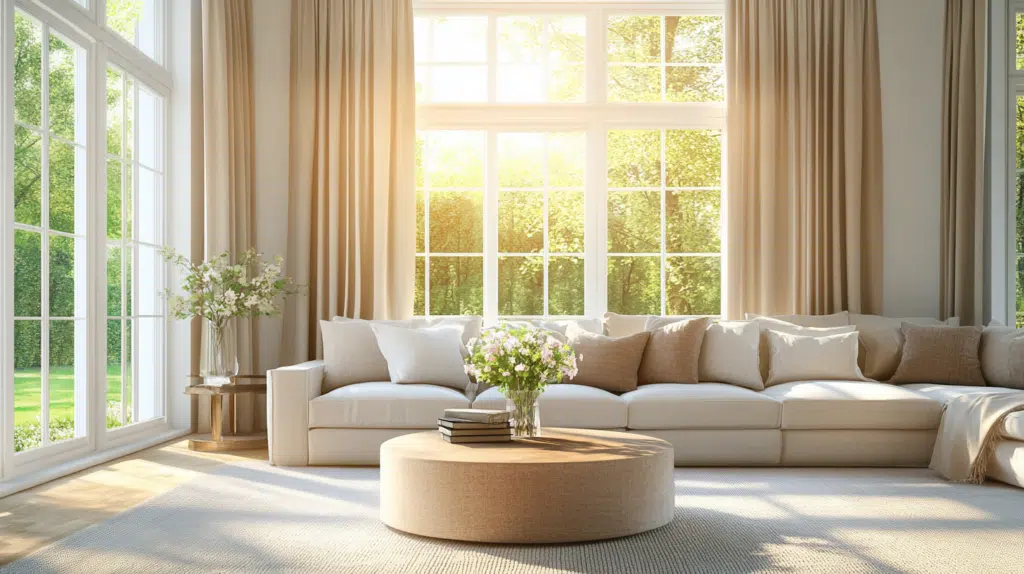 Professionally staged living room with neutral decor, emphasizing how staging helps sell a home quickly.